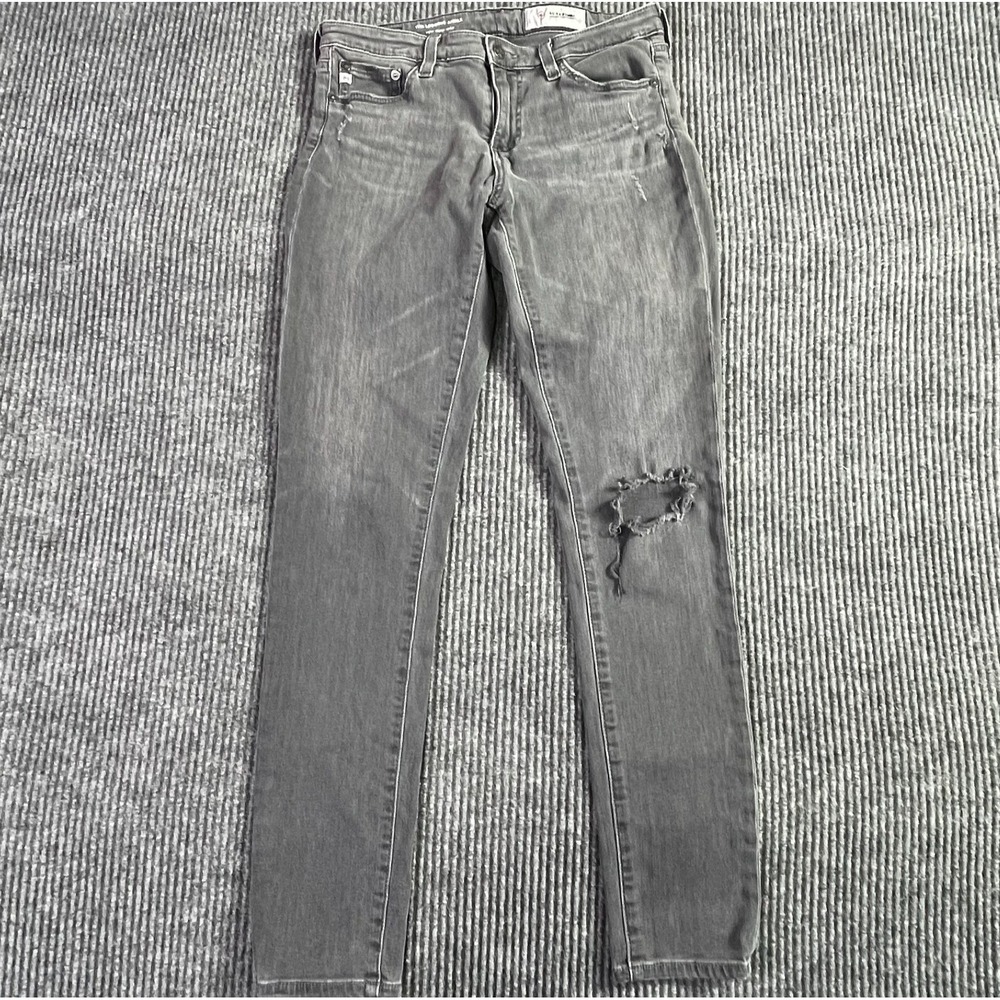 Adriano Goldschmied Jeans Womens 28 Gray Super Skinny Ankle Legging Distressed